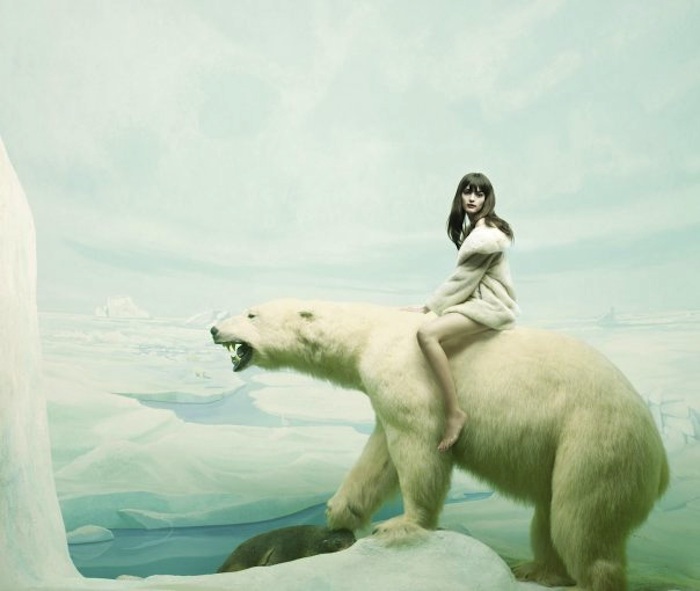 nő és jegesmedve